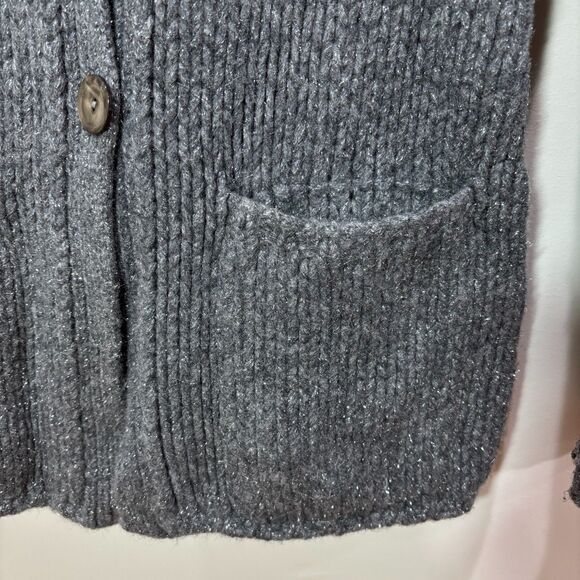 Louis Feraud Wool Cardigan Gray Chunky Knit Women 4 Academia Old Money Cabincore - Picture 2 of 11